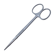 Strabismus Scissor Straight Overall Length 4 1/2"  (115mm) Rounded Shanks And Round Tapper Blades With Precision Quality Two Tone Finish Country Of Origin Germany 